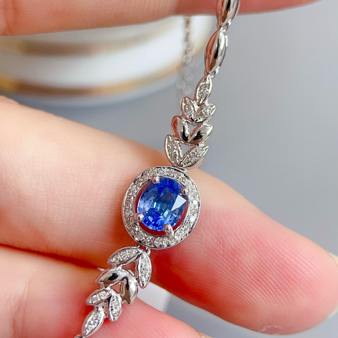 14k Gold 0.9 Ct Natural Sapphire & Diamond Bracelet - 5