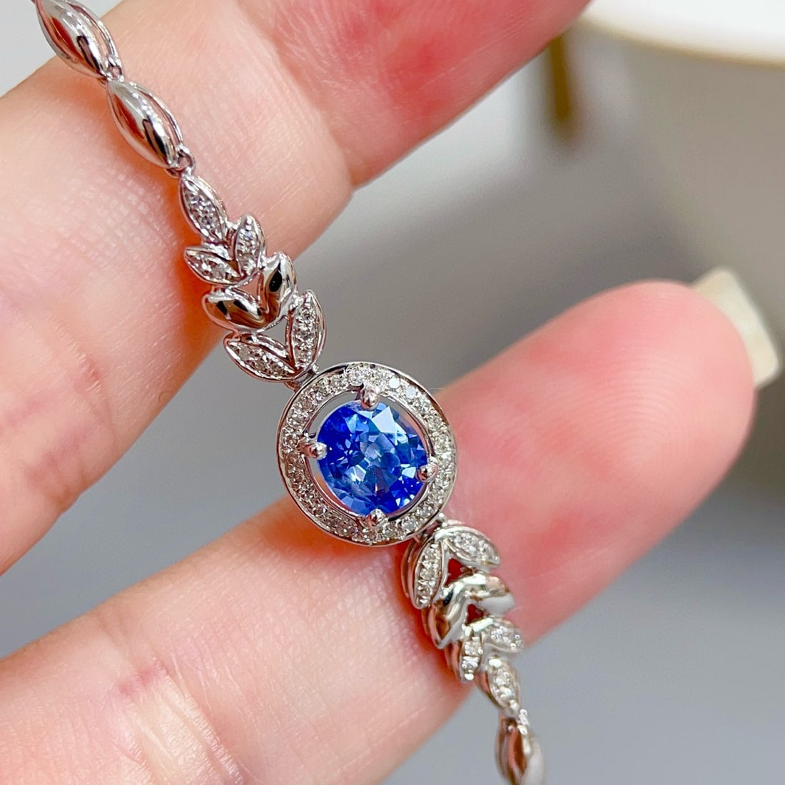 14k Gold 0.9 Ct Natural Sapphire & Diamond Bracelet - 6