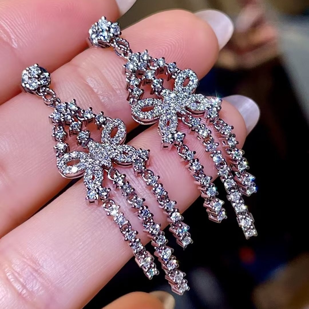 14k Gold 1.45 Ct Natural H Diamond Earrings - 2