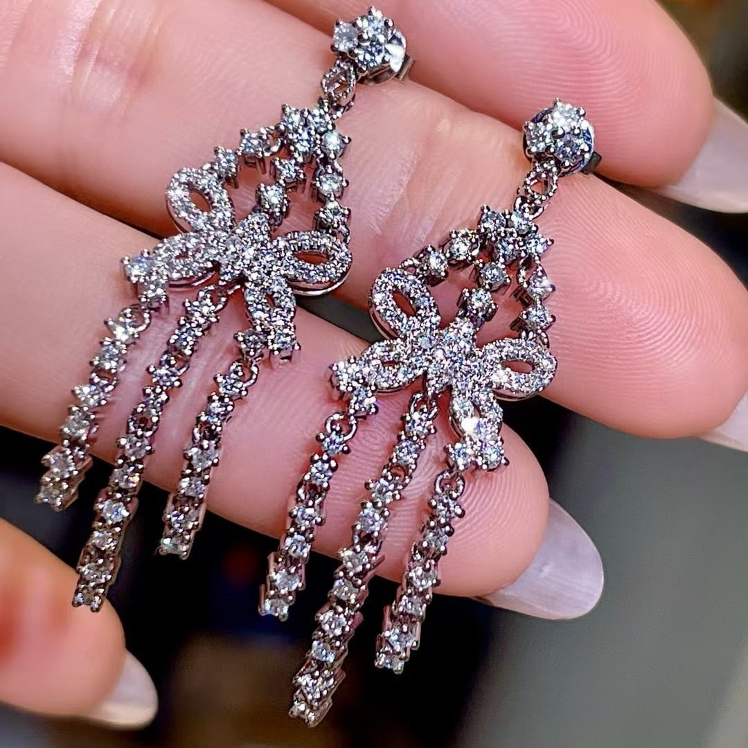 14k Gold 1.45 Ct Natural H Diamond Earrings - 3