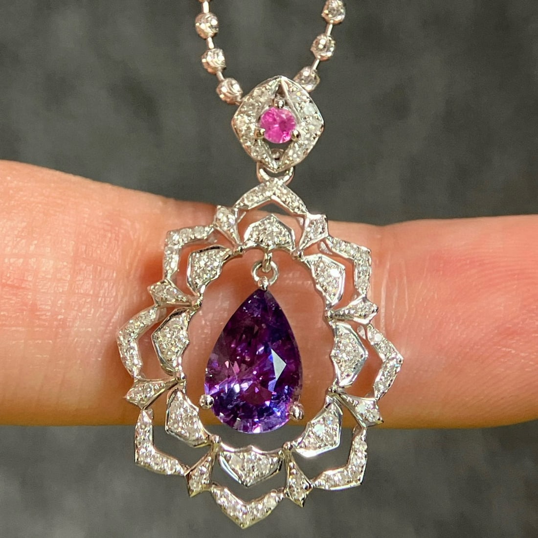 14k Gold 1.99 Ctw Natural Sapphire & Diamond Pendant( Without Chain ) - 4