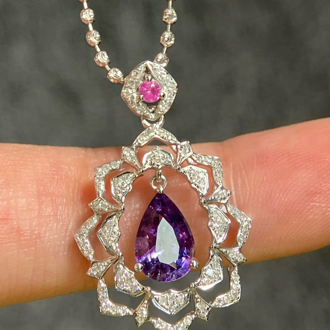 14k Gold 1.99 Ctw Natural Sapphire & Diamond Pendant( Without Chain ) - 5