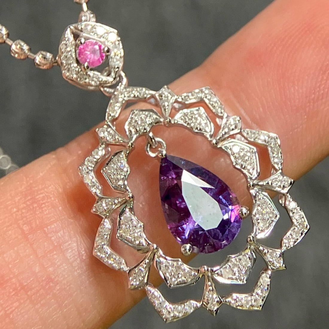 14k Gold 1.99 Ctw Natural Sapphire & Diamond Pendant( Without Chain ) - 6