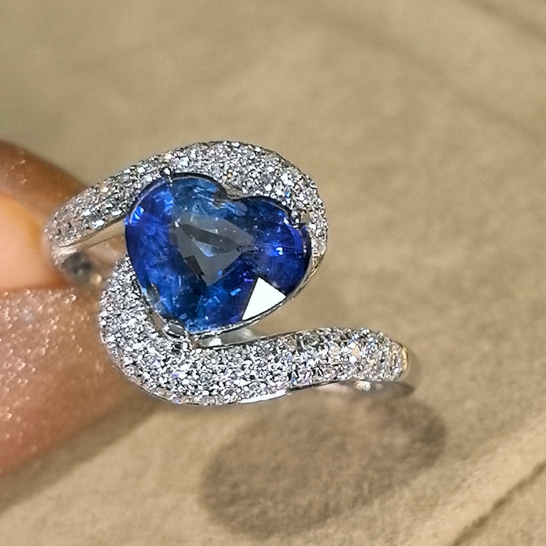 14k Gold 2.43 Ctw Natural Sapphire & Lab Grown Diamond Ring - 2