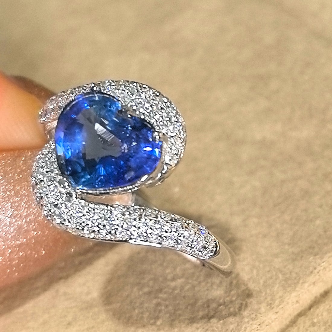 14k Gold 2.43 Ctw Natural Sapphire & Lab Grown Diamond Ring - 3