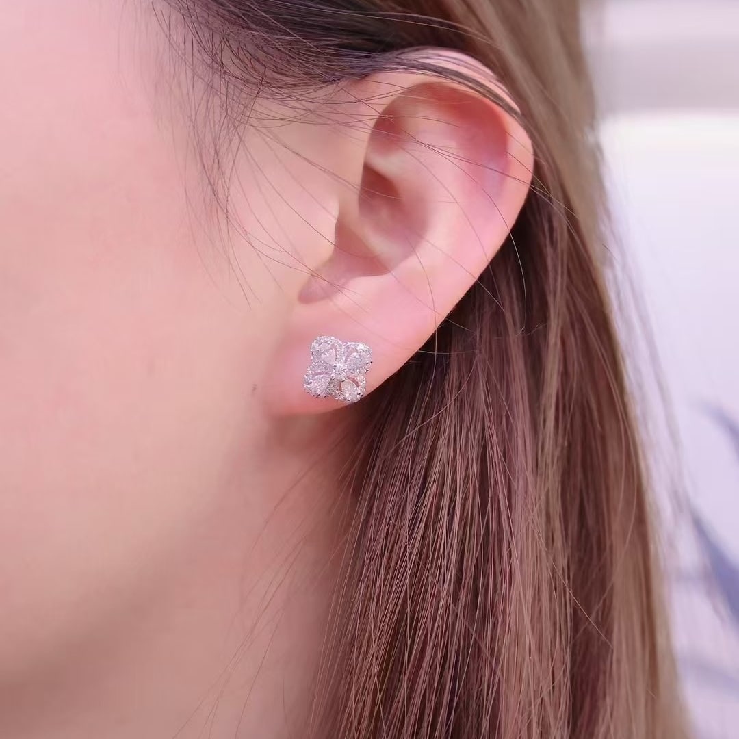 14k Gold 0.8 Ct Natural H Diamond Earrings - 7