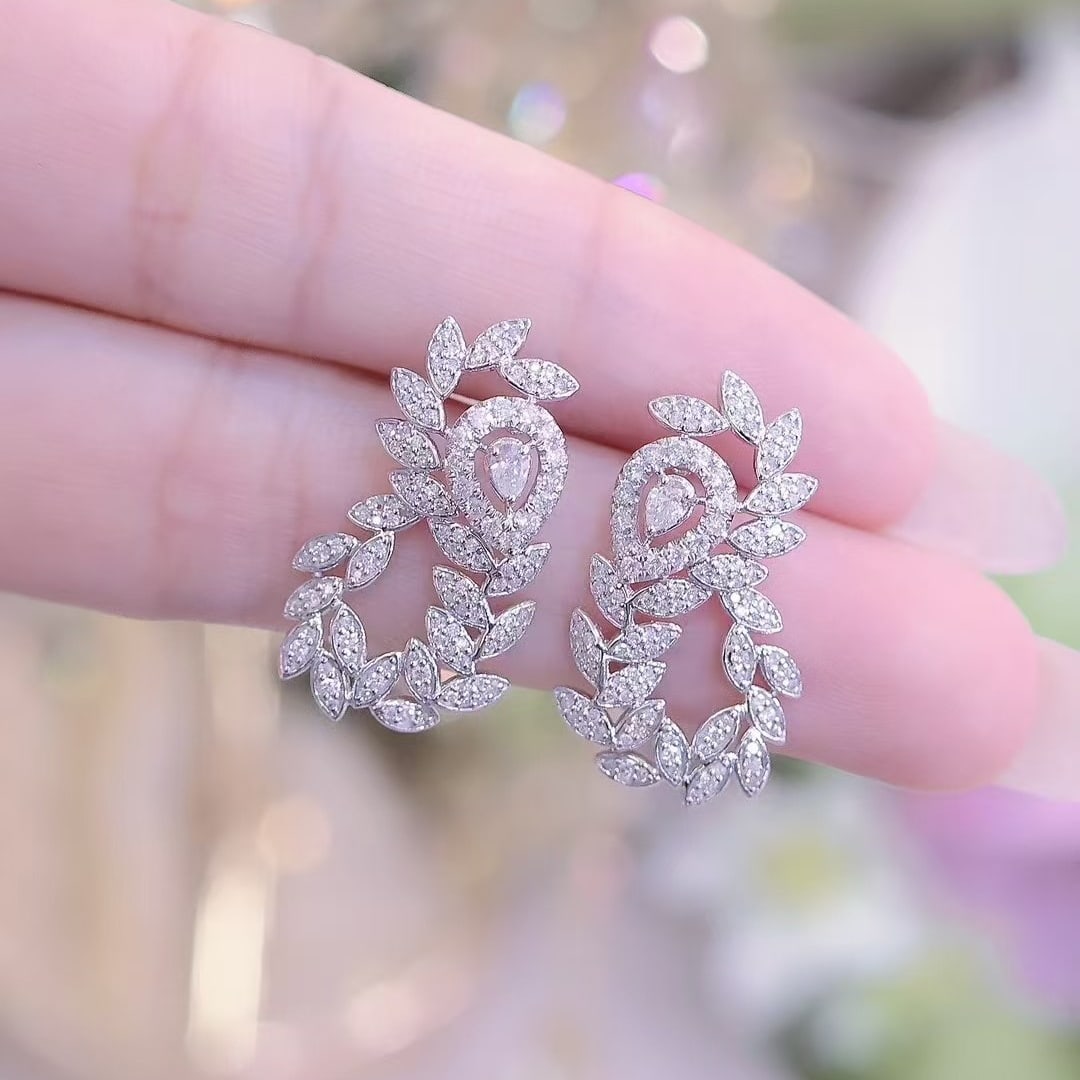 14k Gold 1.5 Ct Natural H Diamond Earrings - 2