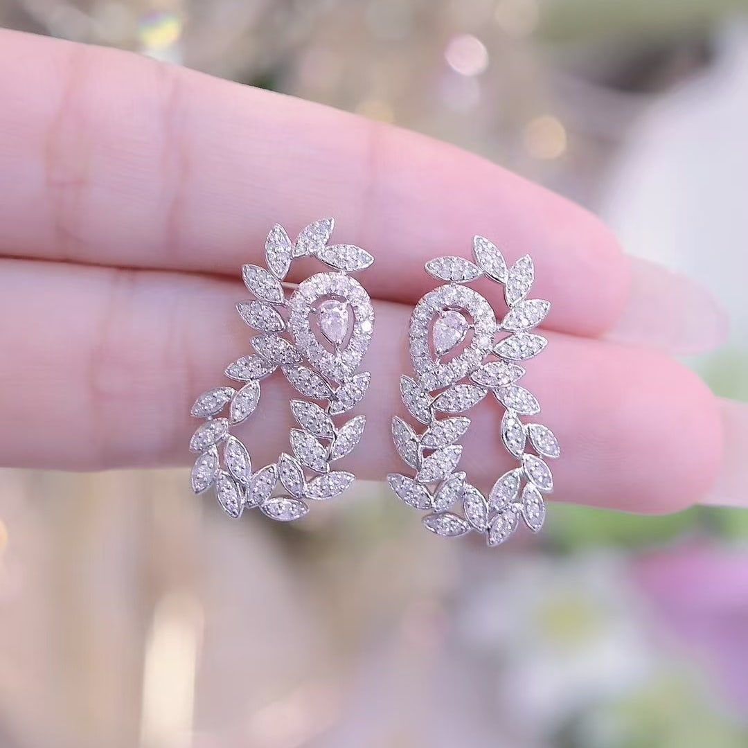 14k Gold 1.5 Ct Natural H Diamond Earrings - 3