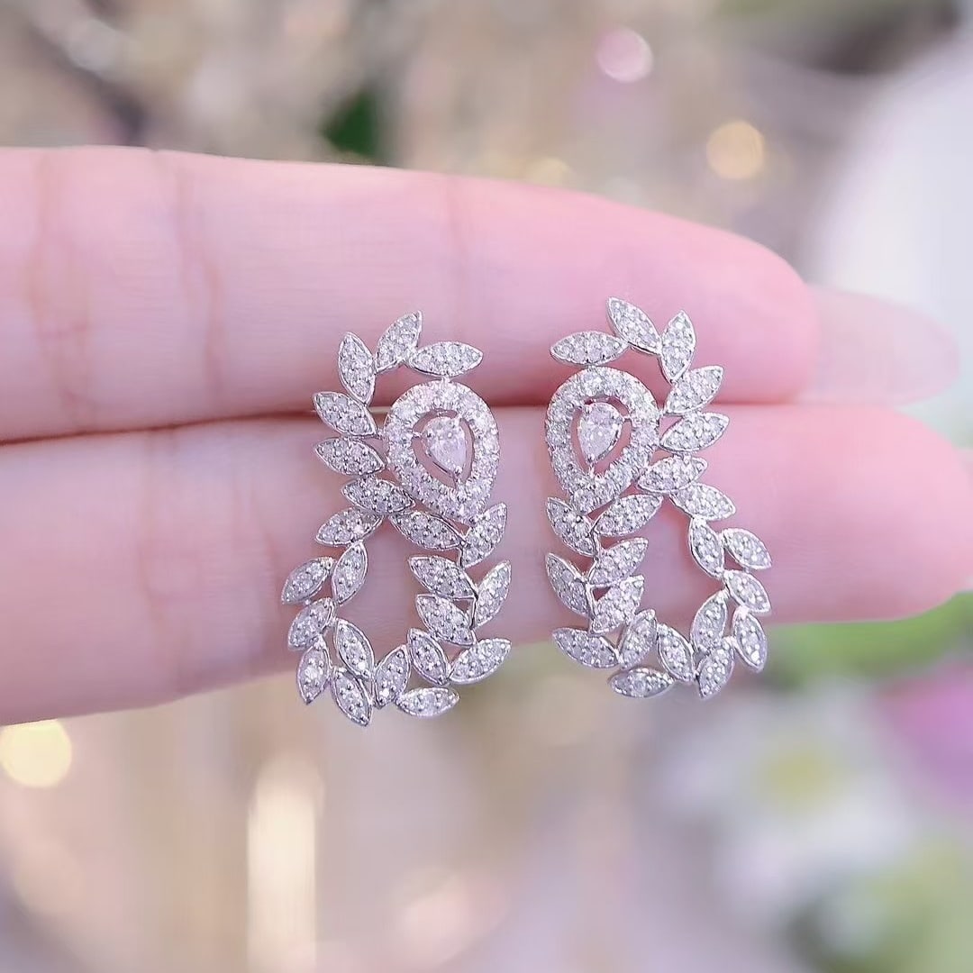 14k Gold 1.5 Ct Natural H Diamond Earrings - 4