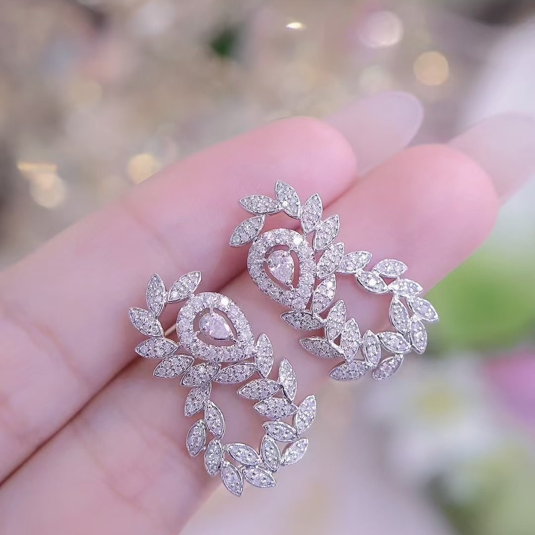 14k Gold 1.5 Ct Natural H Diamond Earrings - 5