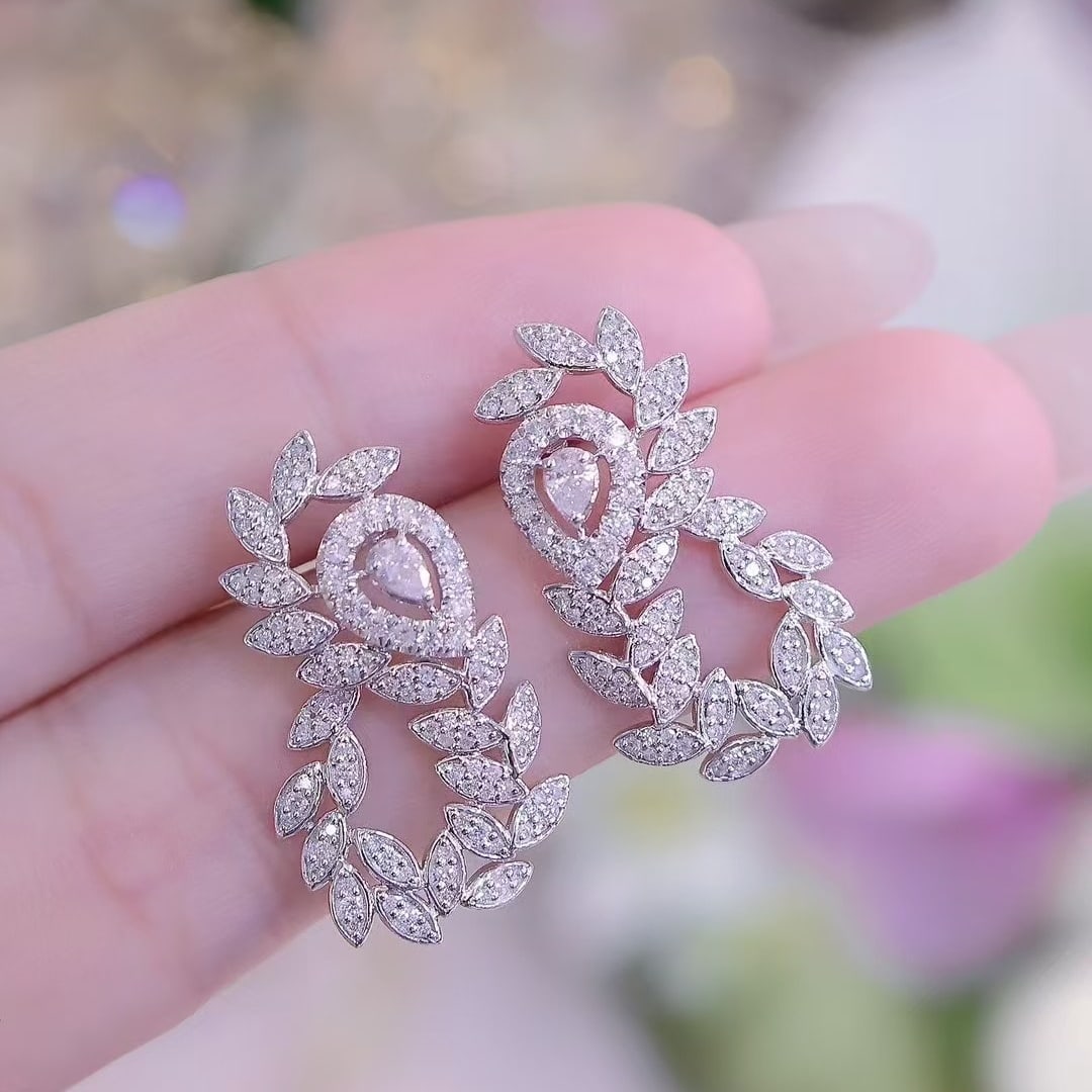 14k Gold 1.5 Ct Natural H Diamond Earrings - 6