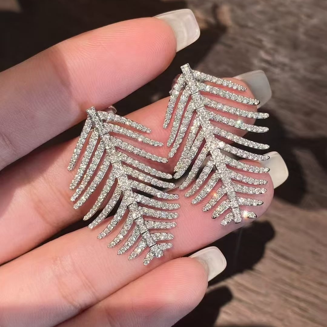 14k Gold 2.1 Ct Natural H Diamond Earrings - 2