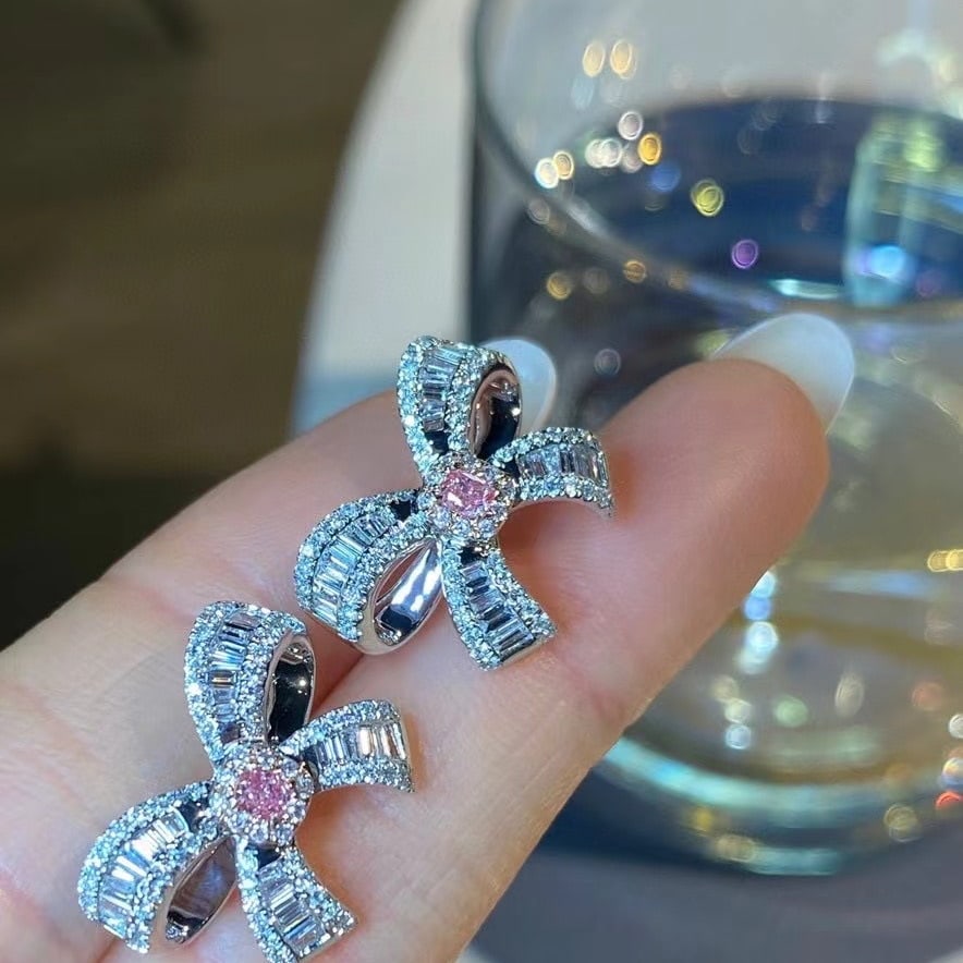 14k Gold 1.04 Ctw Natural Pink Diamond & Diamond Earrings - 2