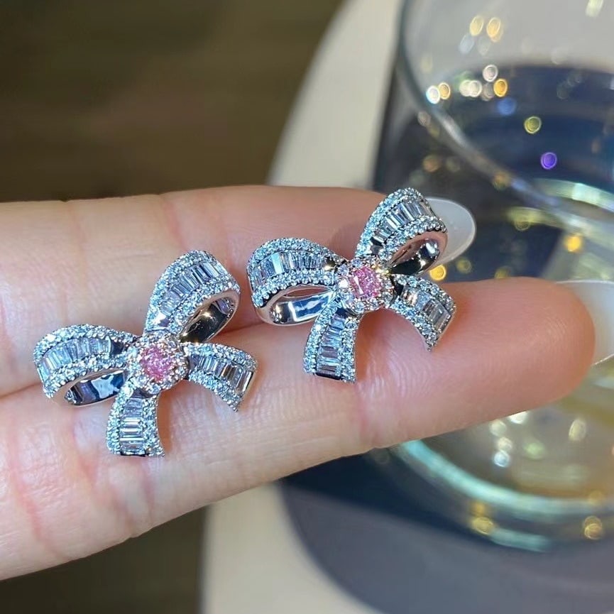 14k Gold 1.04 Ctw Natural Pink Diamond & Diamond Earrings - 4