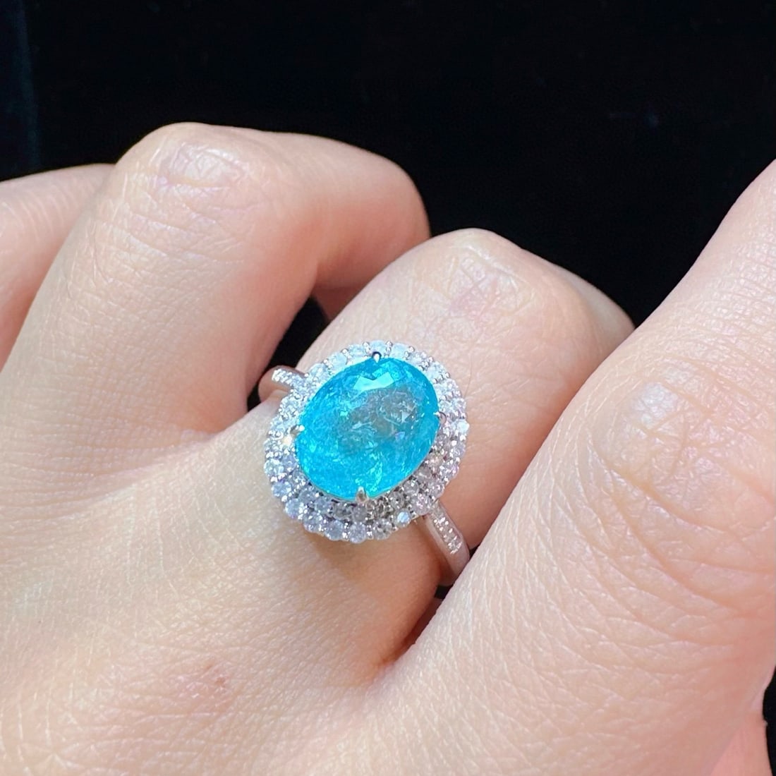 14k Gold 3.24 Ctw Natural Paraiba Tourmaline & Diamond Ring - 4