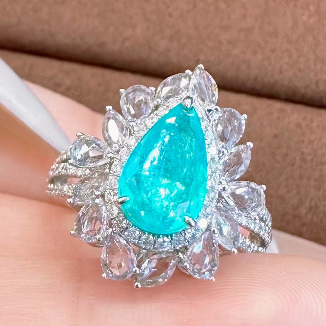14k Gold 1.36 Ctw Natural Paraiba Tourmaline & Diamond Ring - 3