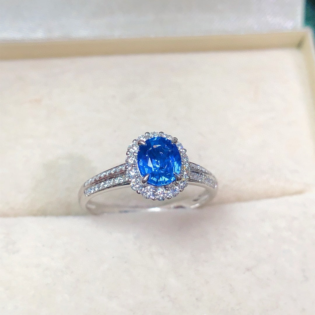 14k Gold 1.32 Ctw Natural Sapphire & Diamond Ring - 6