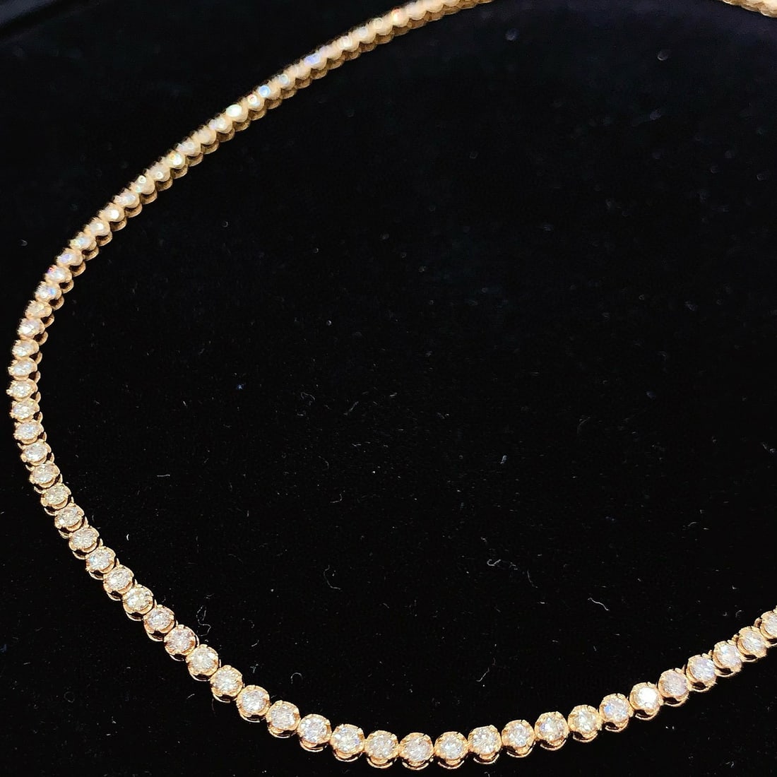 14k Gold 4 Ct Natural H Diamond Necklace - 2