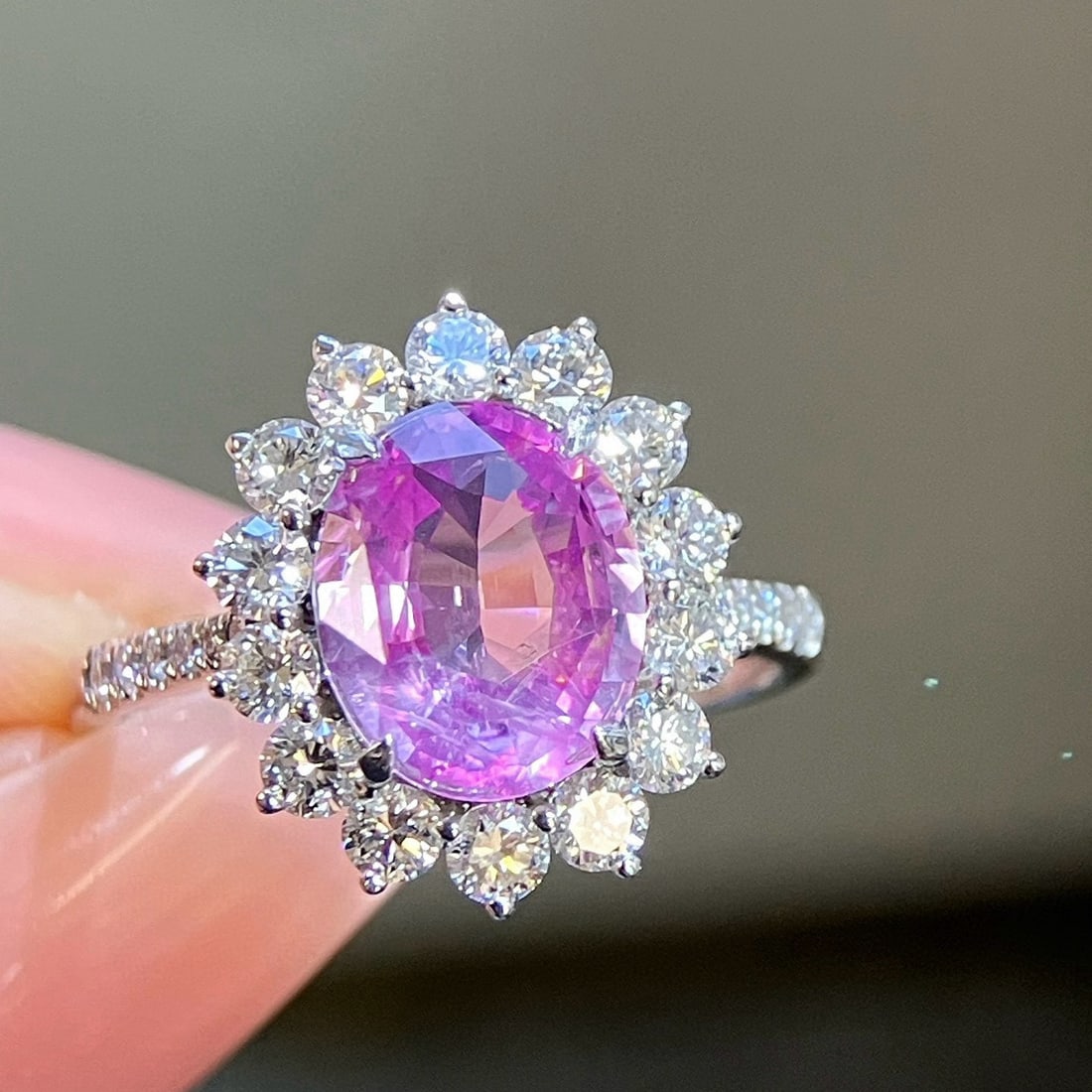 14k Gold 3.17 Ctw Natural Sapphire & Lab Grown Diamond Ring - 4