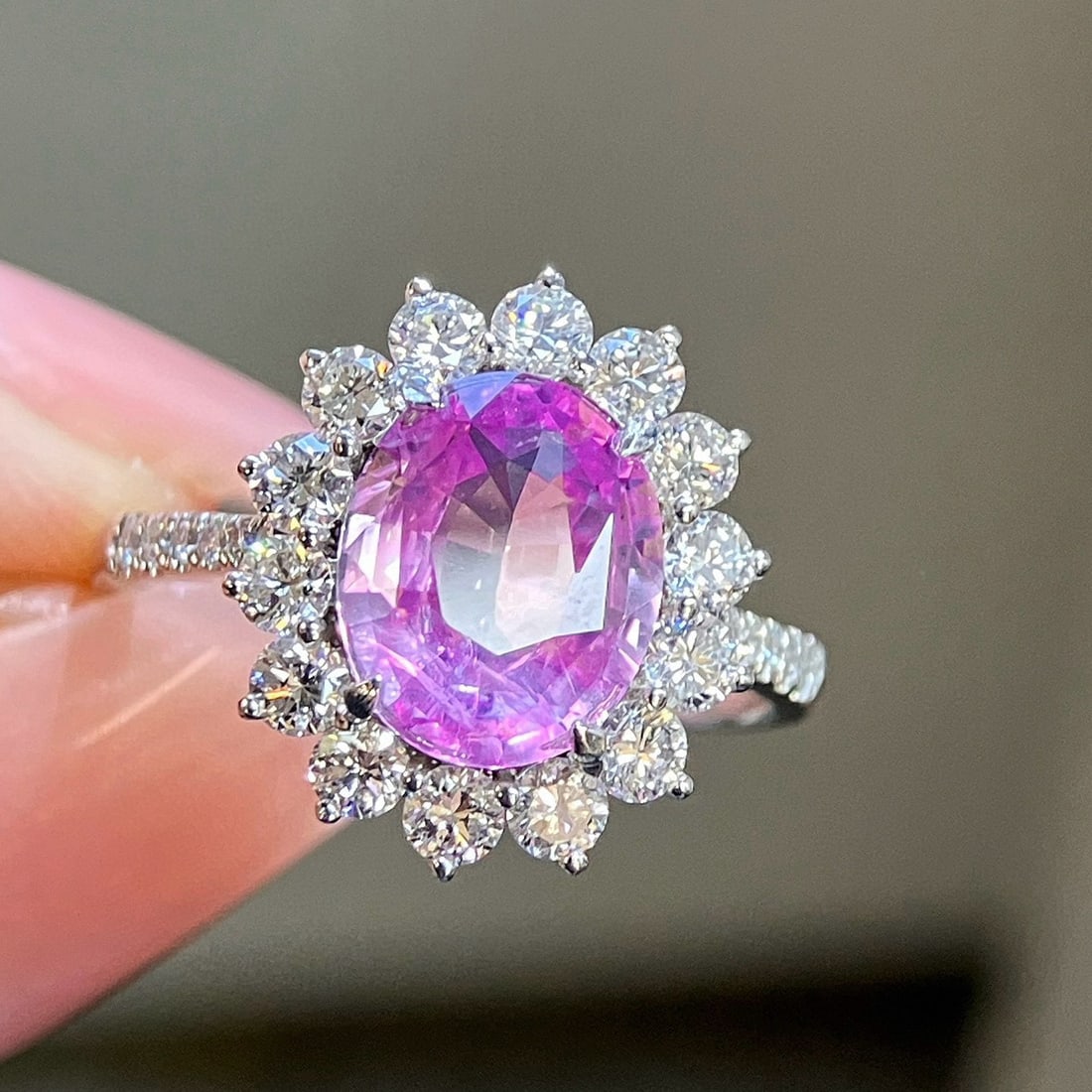 14k Gold 3.17 Ctw Natural Sapphire & Lab Grown Diamond Ring - 5