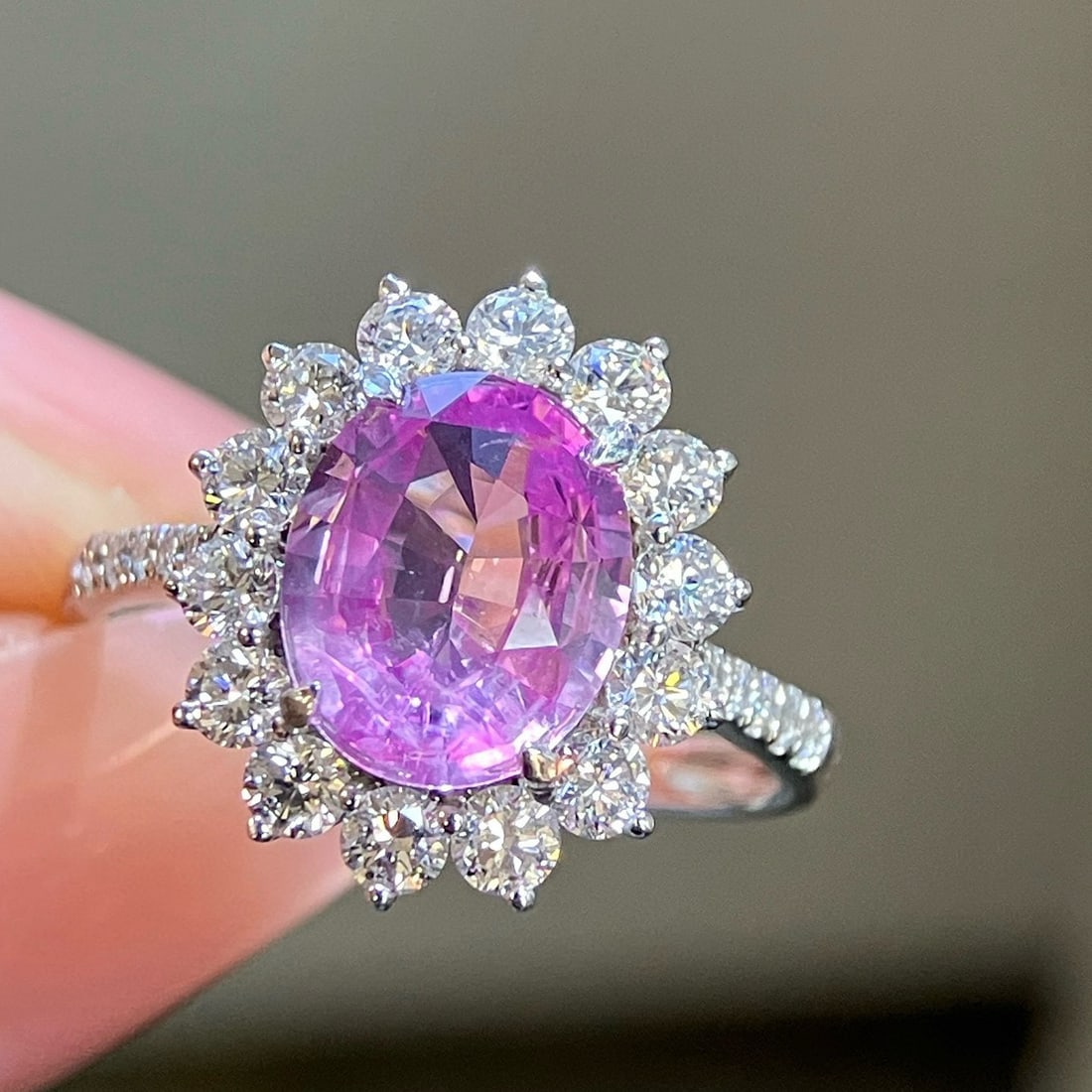 14k Gold 3.17 Ctw Natural Sapphire & Lab Grown Diamond Ring - 6