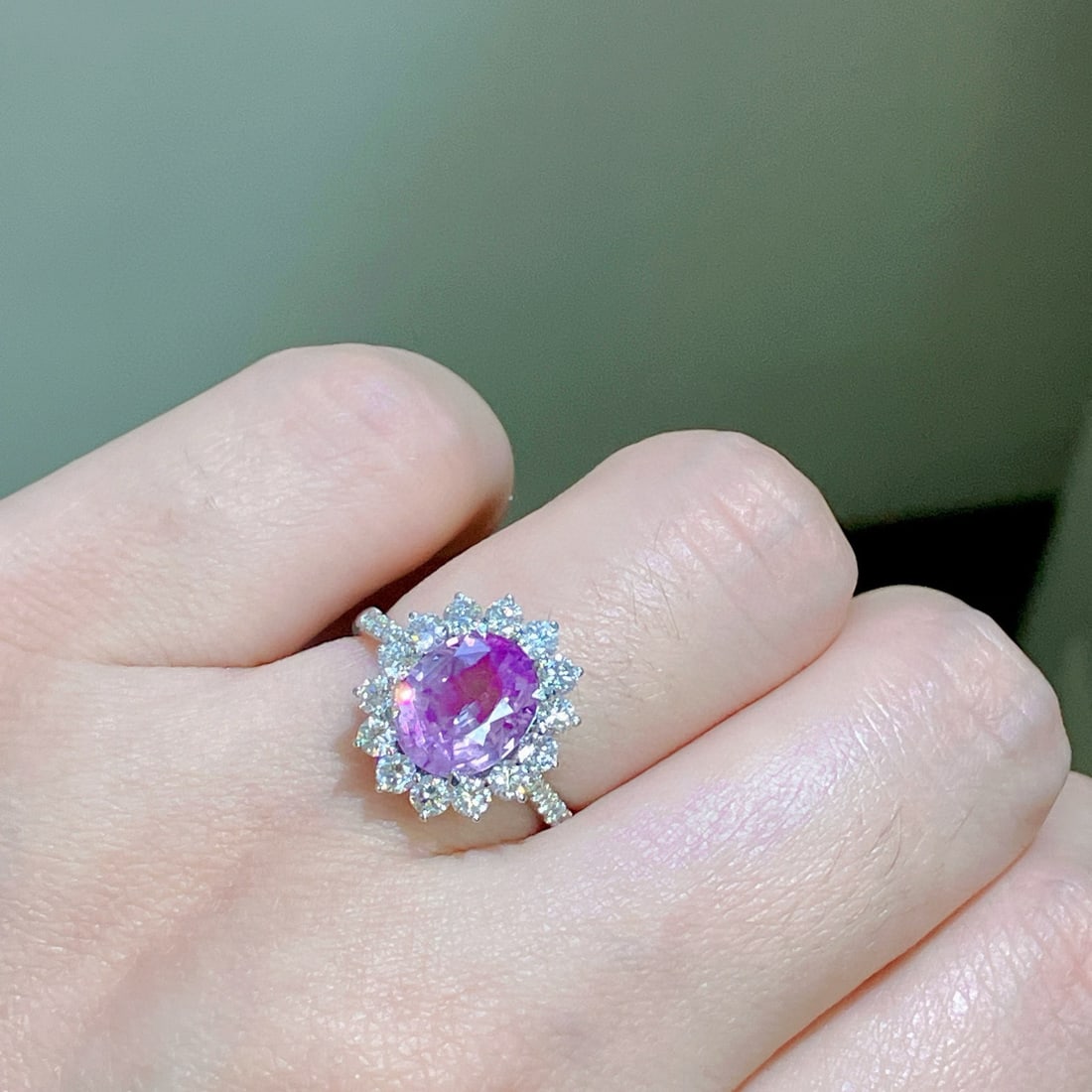 14k Gold 3.17 Ctw Natural Sapphire & Lab Grown Diamond Ring - 7