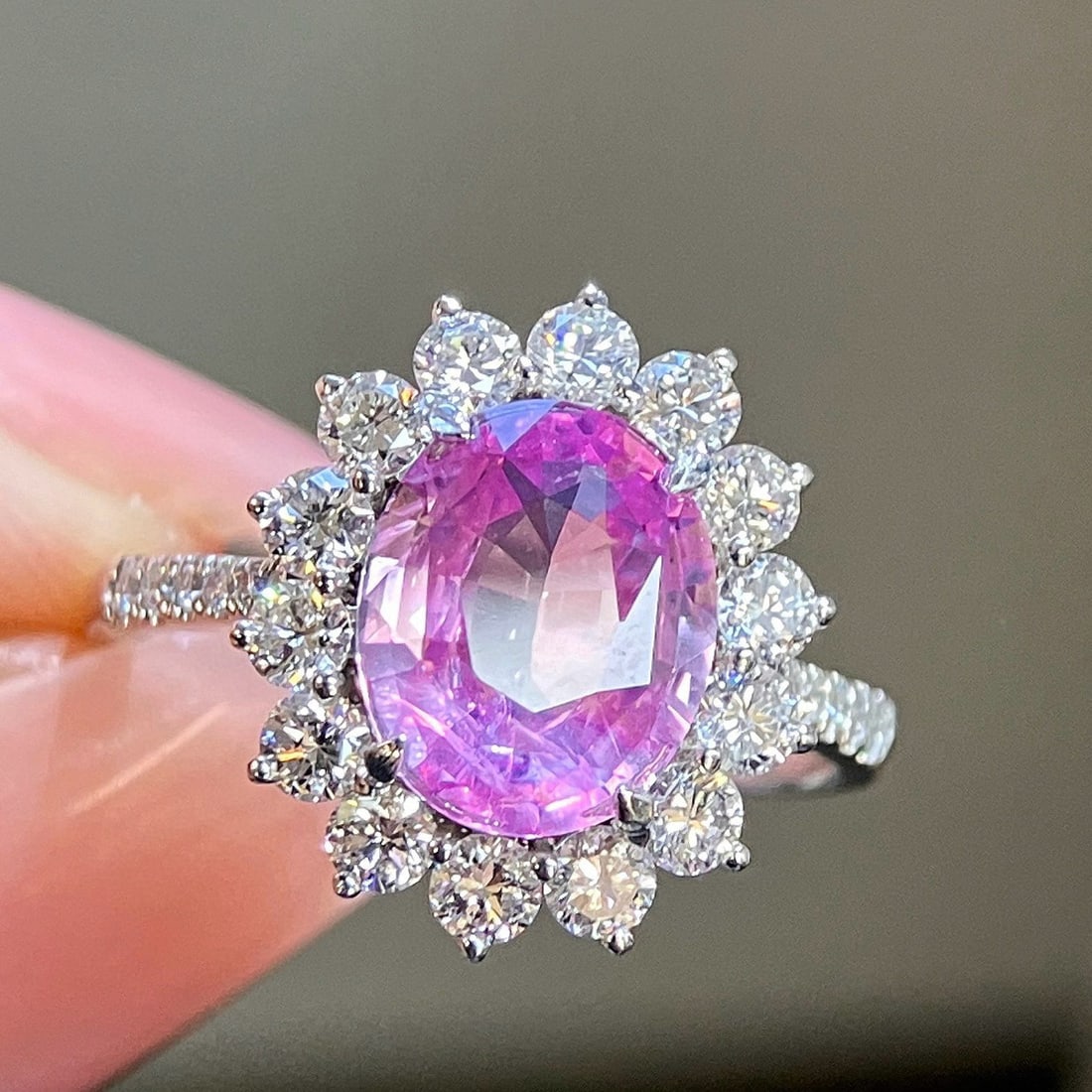 14k Gold 3.17 Ctw Natural Sapphire & Lab Grown Diamond Ring - 8