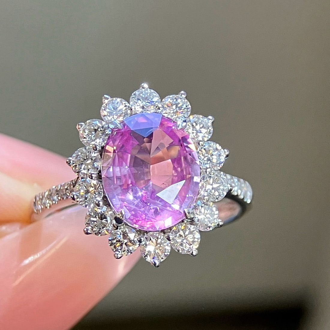 14k Gold 3.17 Ctw Natural Sapphire & Lab Grown Diamond Ring - 9