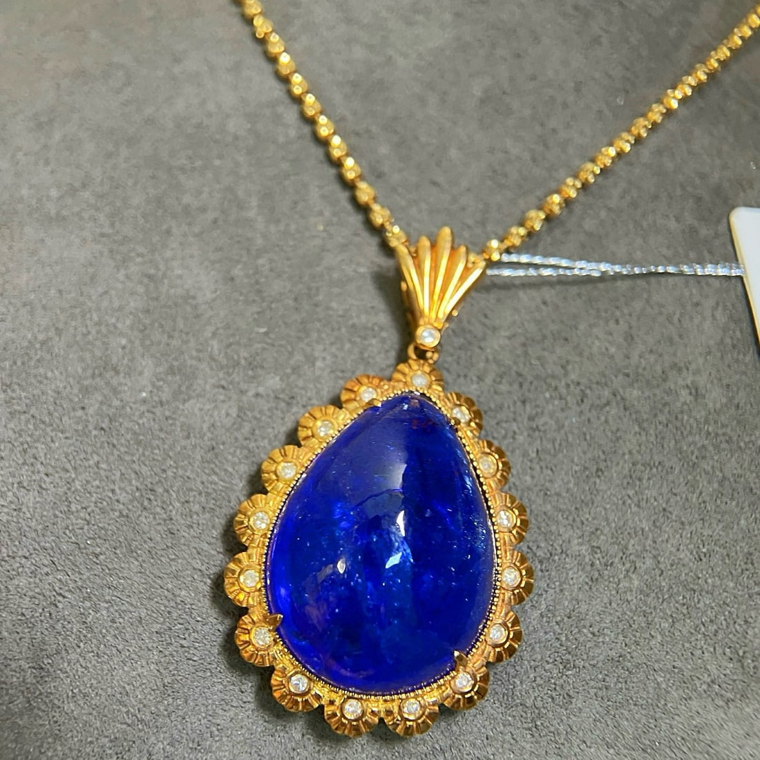 14k Gold 29.58 Ctw Natural Tanzanite & Diamond Pendant( Without Chain ) - 3