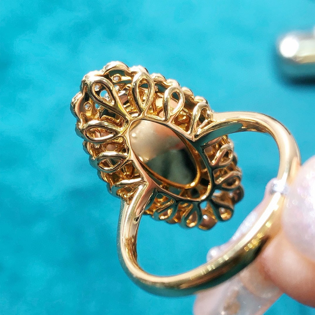 14k Gold 3.94 Ctw Natural Opal & Diamond Ring - 7