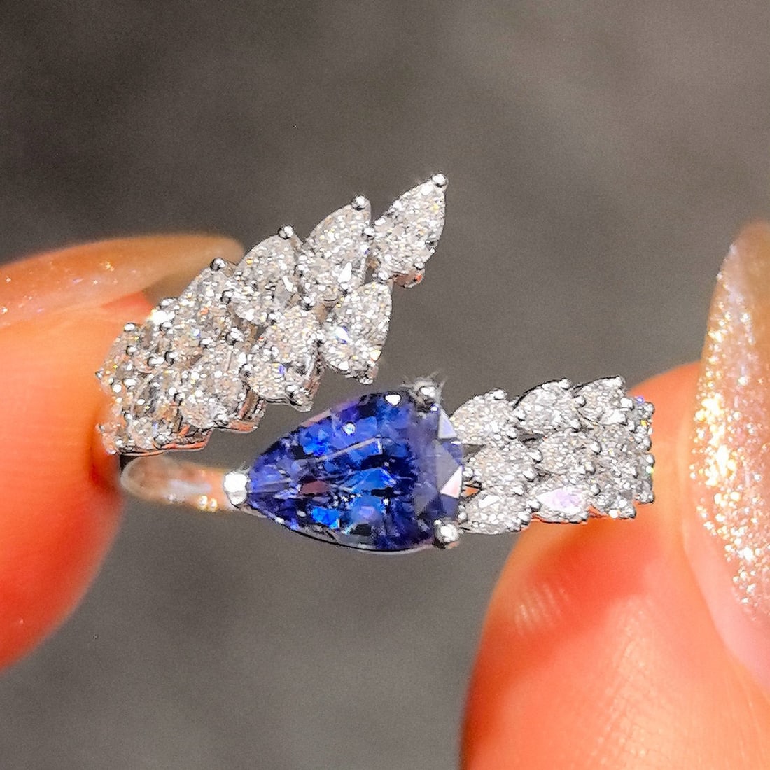 14k Gold 2.00 Ctw Natural Sapphire & Lab Grown Diamond Ring - 5