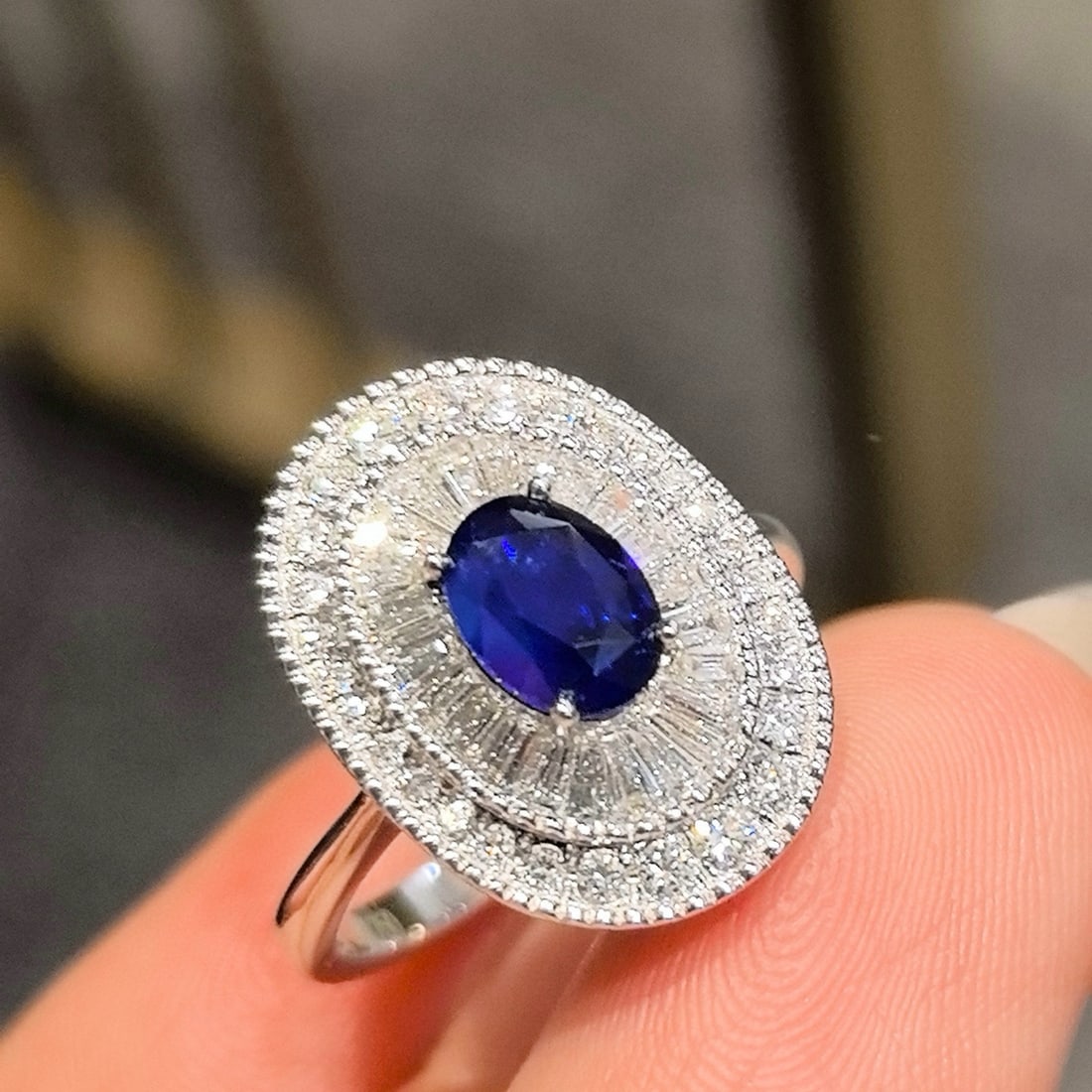 14k Gold 2.45 Ctw Natural Sapphire & Lab Grown Diamond Ring - 4