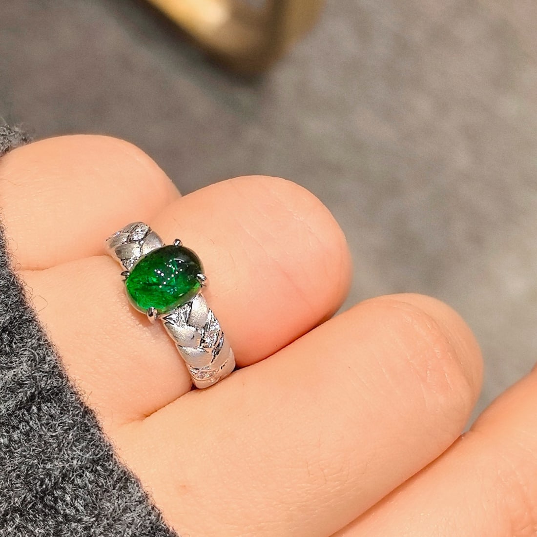 14k Gold 2.52 Ctw Natural Emerald & Lab Grown Diamond Ring - 4