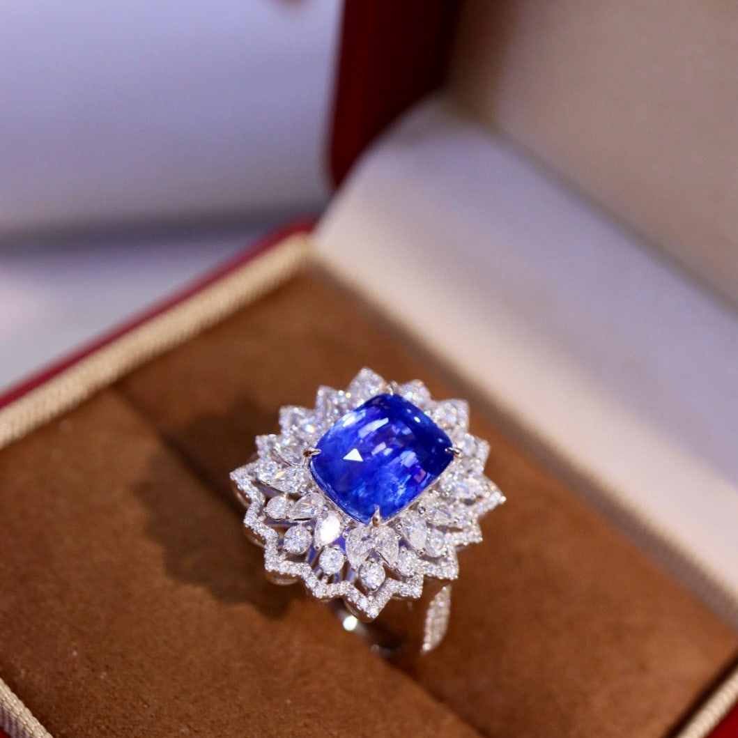 14k Gold 6.34 Ctw Natural Sapphire & Diamond Ring - 6