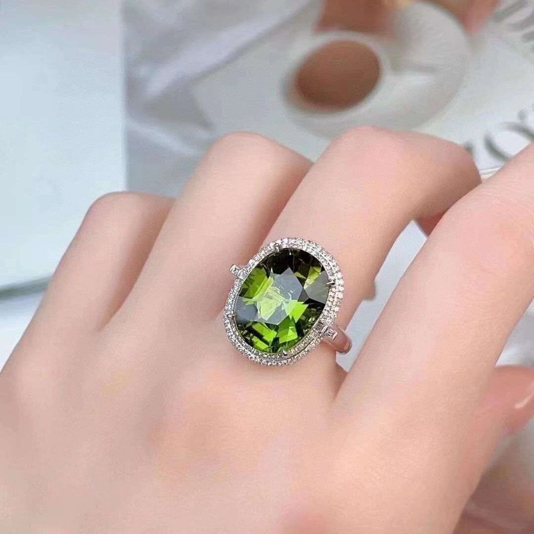 14k Gold 8.90 Ct Natural Tourmaline & Diamond Ring/pendant( Without Chain ) - 6