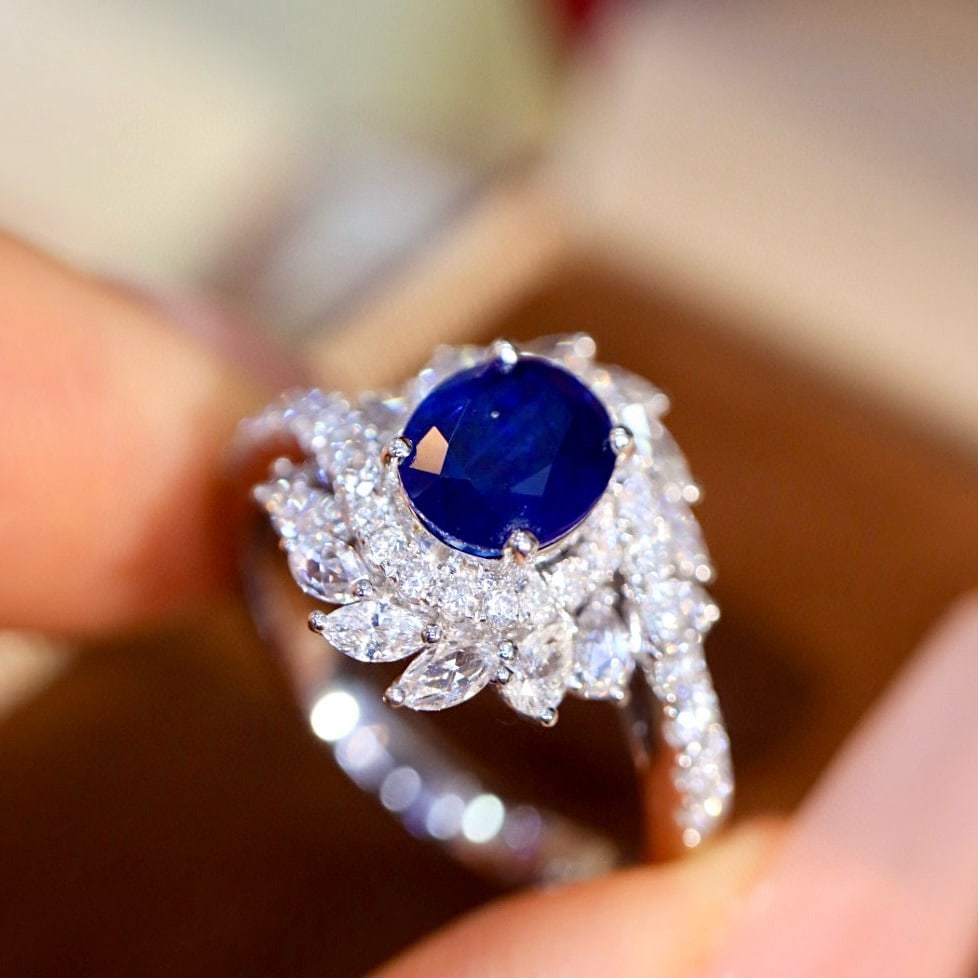 14k Gold 2.31 Ctw Natural Sapphire & Diamond Ring - 2