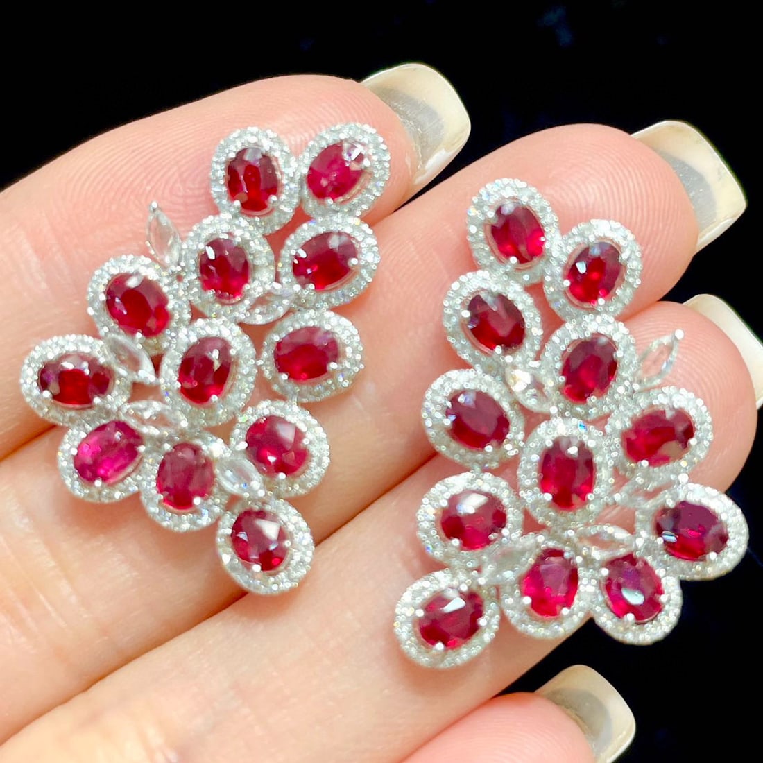 14k Gold 4.5 Ct Natural Ruby & Diamond Earrings - 3