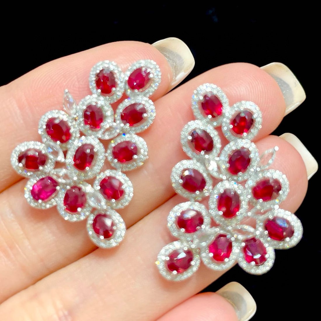 14k Gold 4.5 Ct Natural Ruby & Diamond Earrings - 4
