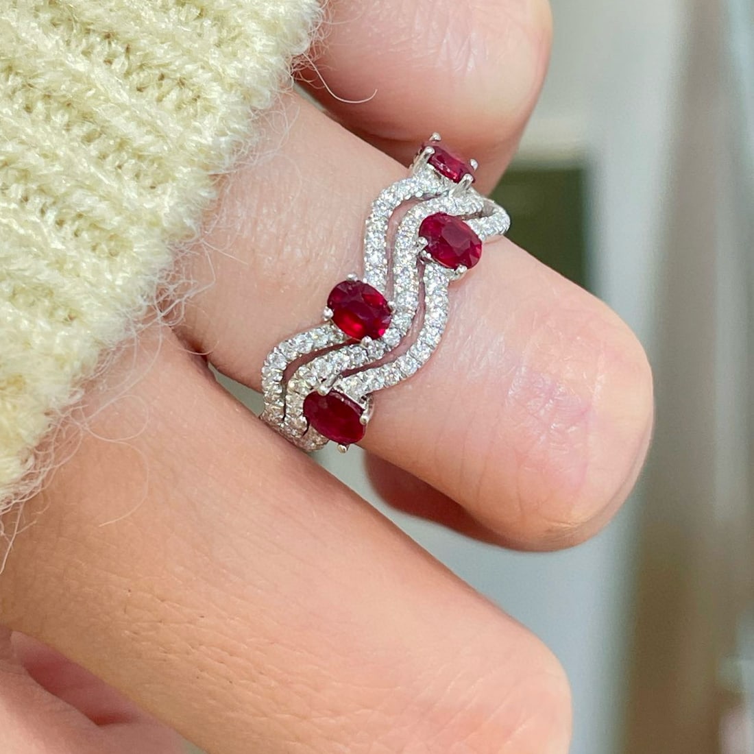 14k Gold 0.9 Ct Natural Ruby & Diamond Ring - 3