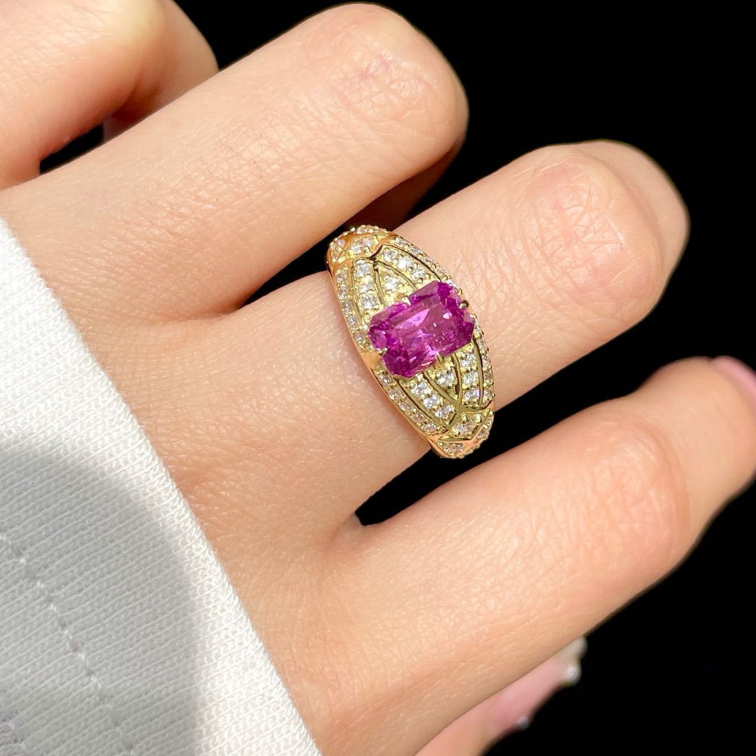 14k Gold 2.04 Ct Natural Sapphire & Diamond Ring - 6