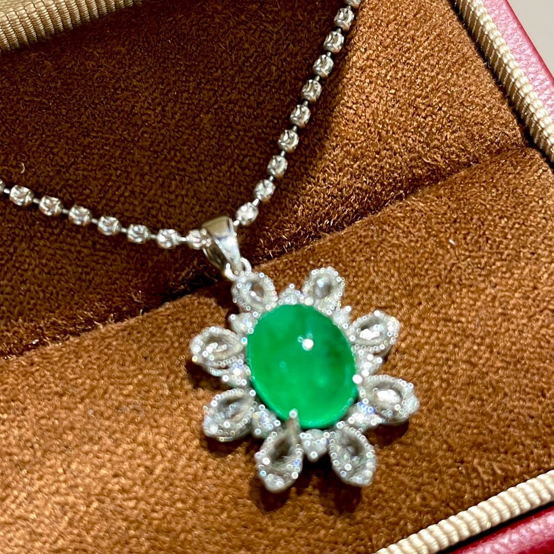 14k Gold 2 Ct Natural Emerald & Sapphire & Diamond Pendant( Without Chain ) - 5