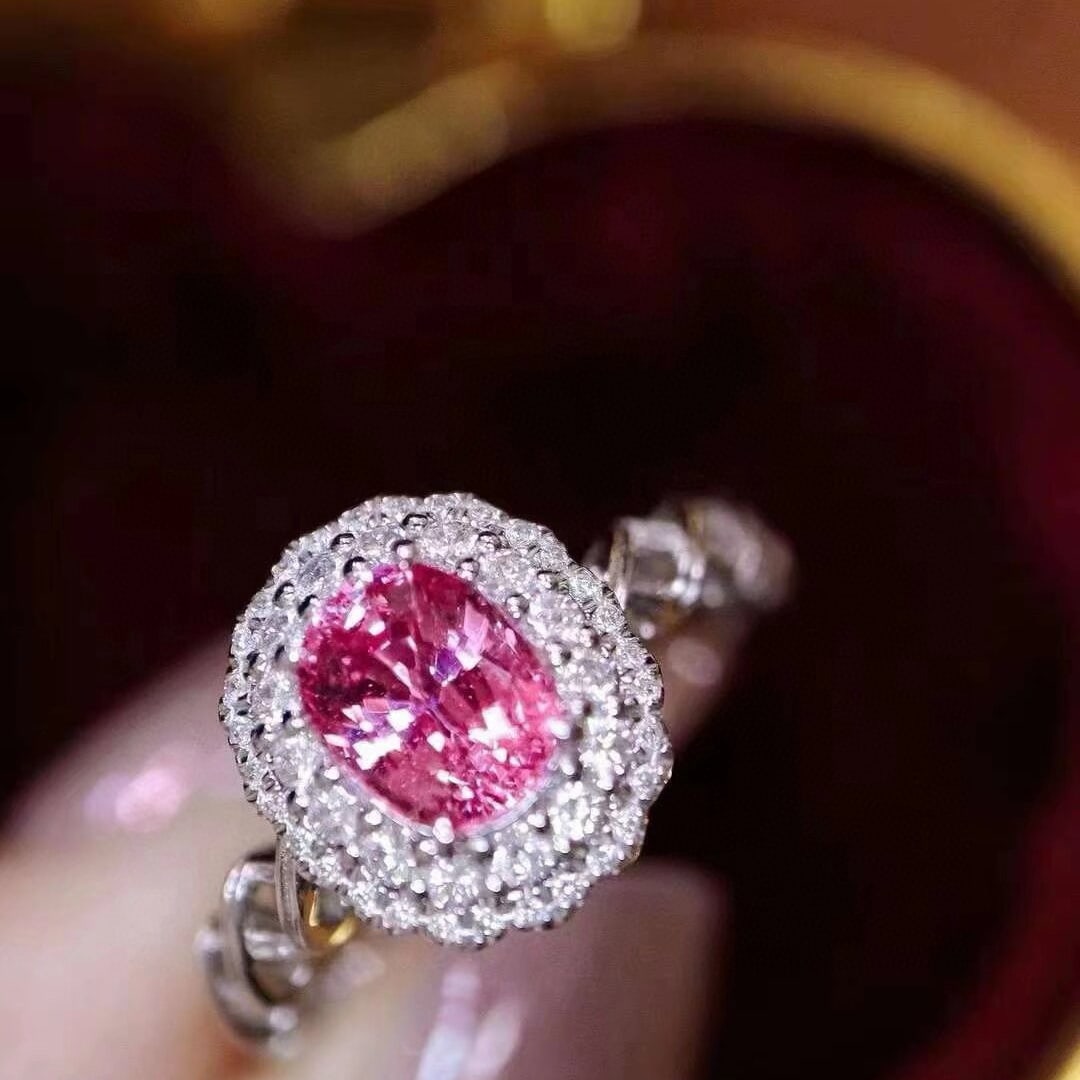 14k Gold 1.82 Ctw Natural Padparadscha Sapphire & Diamond Ring - 2