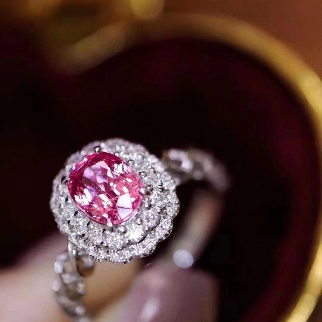 14k Gold 1.82 Ctw Natural Padparadscha Sapphire & Diamond Ring - 3