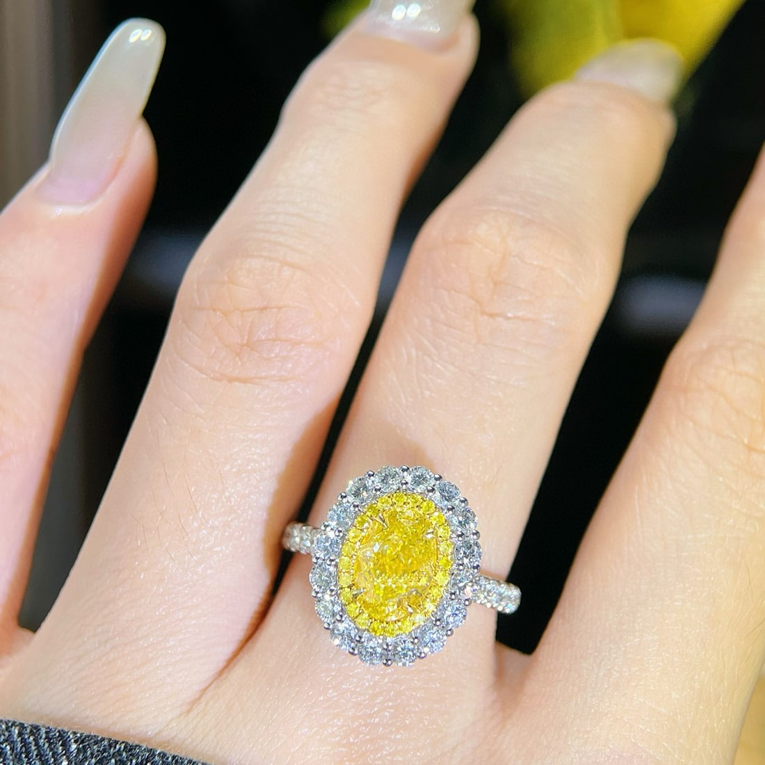 Gia Certified 14k Gold 2.73 Ctw Natural Yellow Diamond & Diamond Ring - 5