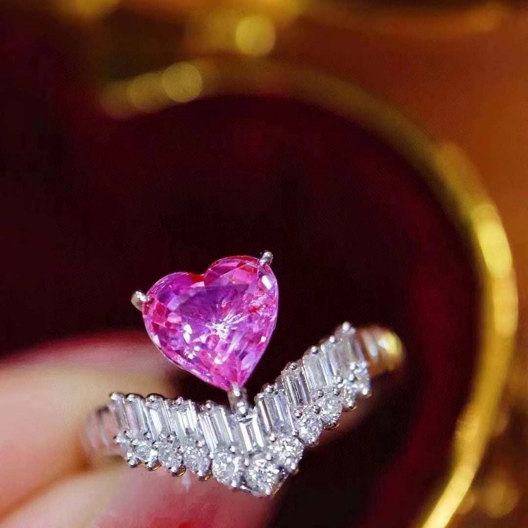 14k Gold 1.94 Ctw Natural Padparadscha Sapphire & Diamond Ring - 2