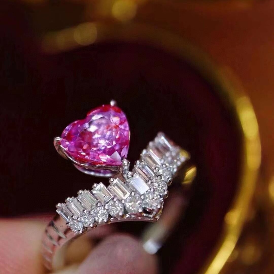 14k Gold 1.94 Ctw Natural Padparadscha Sapphire & Diamond Ring - 3