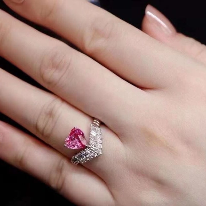 14k Gold 1.94 Ctw Natural Padparadscha Sapphire & Diamond Ring - 4