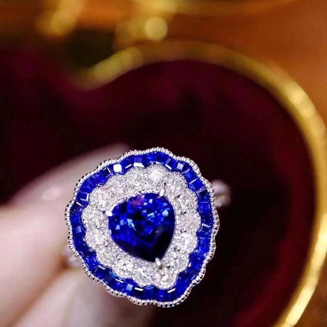 14k Gold 3.50 Ctw Natural Sapphire & Diamond Ring/pendant( Without Chain ) - 2