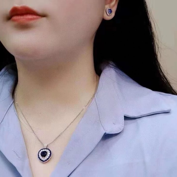 14k Gold 3.50 Ctw Natural Sapphire & Diamond Ring/pendant( Without Chain ) - 3