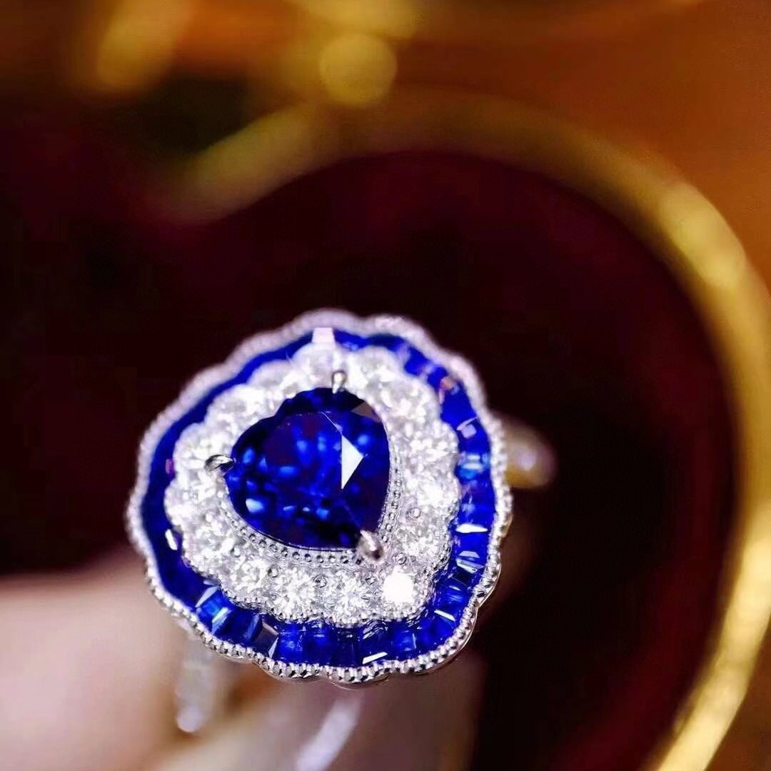 14k Gold 3.50 Ctw Natural Sapphire & Diamond Ring/pendant( Without Chain ) - 4